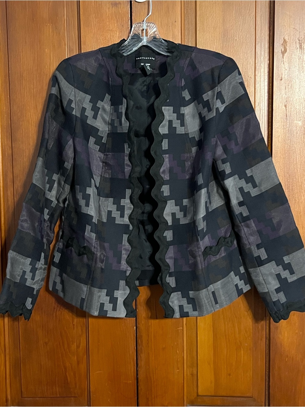 Don Caster Open Front Rickrack Detail Jacket Blazer Size 6
